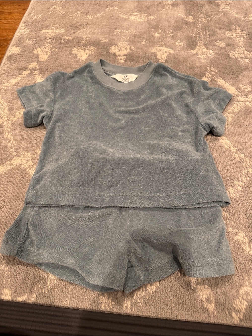 H&M Kids Short Sleeve Top and Shorts Set in Dusty Blue